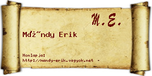 Mándy Erik névjegykártya
